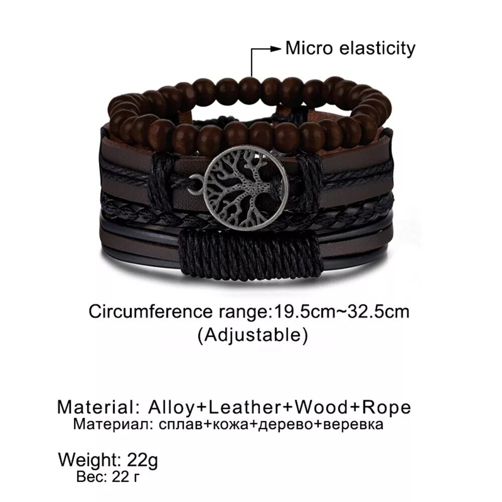 TOP SELLER!! IFMIA 3/4Pcs/ Set Braided Wrap Tribal Leather Bracelets, Pendants, Accessories