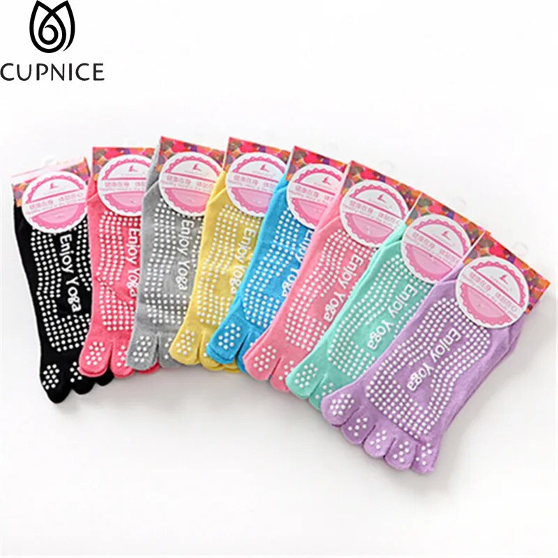 Colorful Women Yoga Socks Non-Slip Ladies Dance Socks Cotton Healthy Sports Five-toed Socks