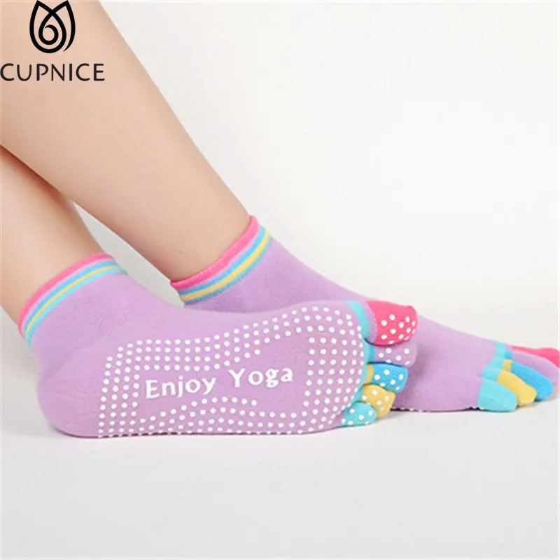 Colorful Women Yoga Socks Non-Slip Ladies Dance Socks Cotton Healthy Sports Five-toed Socks