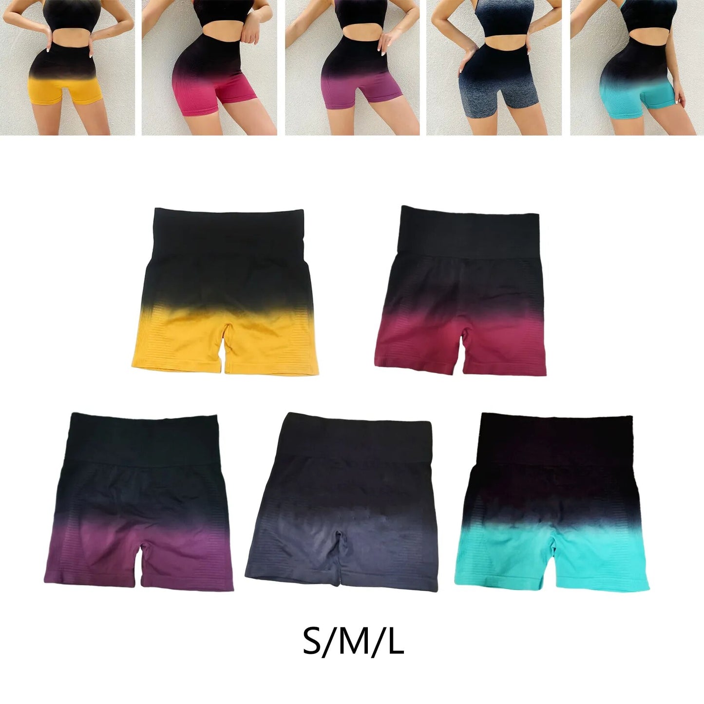 Glamorous Ladies High-waisted Gradient Seamless Sports Shorts