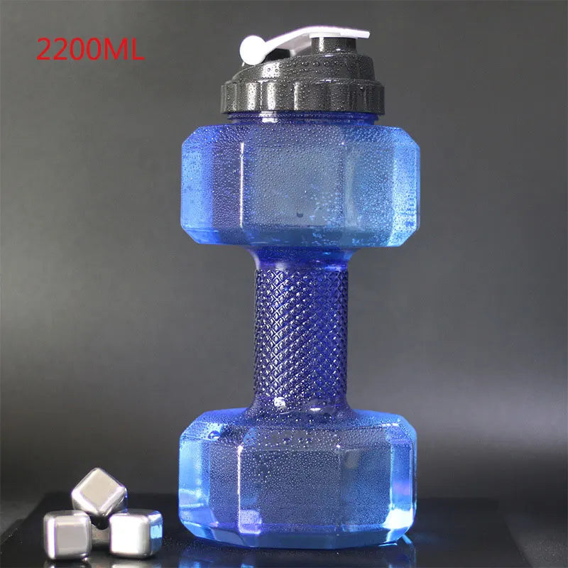 500/1500/2200ml PET Dumbbell Shaped Kettle Outdoor Fitness Cycling Water Bottle