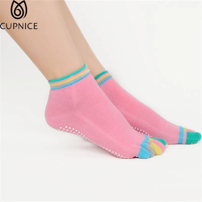 Colorful Women Yoga Socks Non-Slip Ladies Dance Socks Cotton Healthy Sports Five-toed Socks