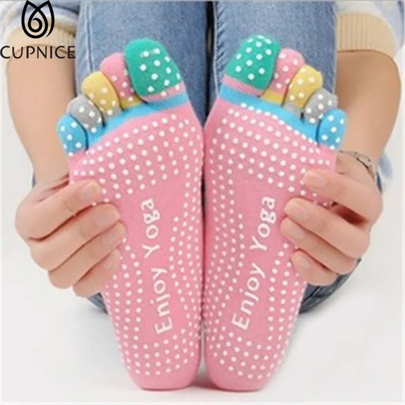 Colorful Women Yoga Socks Non-Slip Ladies Dance Socks Cotton Healthy Sports Five-toed Socks